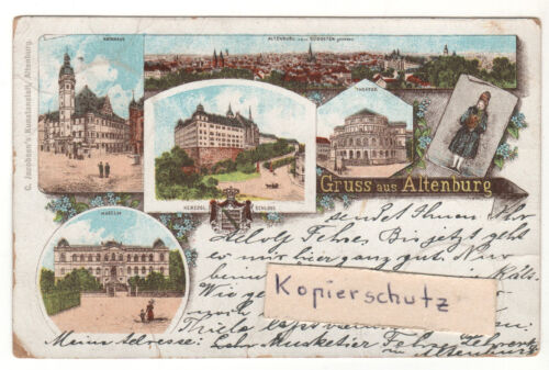 AK Altenburg Thüringen 6-Bild Litho color gel. 1895 frankiert - Foto 1 di 1