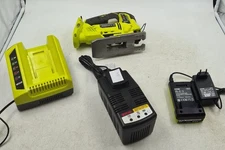 Lot of 4 Ryobi Cordless Tools - Jig Saw R18JS, 3 Chargers, For Parts