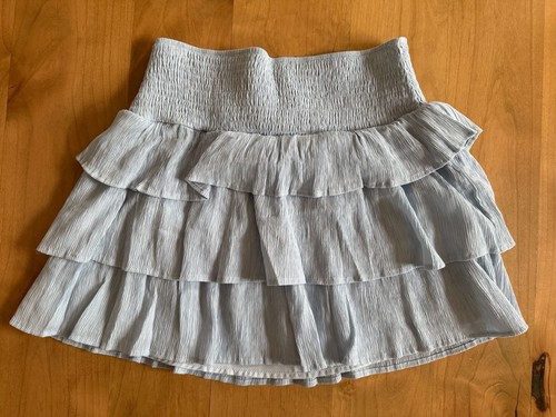 Lelis Collection Blue Smocked Ruffle Tiered Mini Skirt Medium