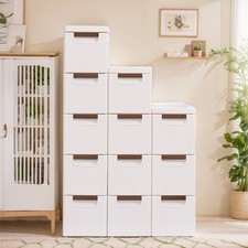 Mueble de baño delgado de 3/4/5 cajones, carro de almacenamiento de plástico rodante con ruedas, beige