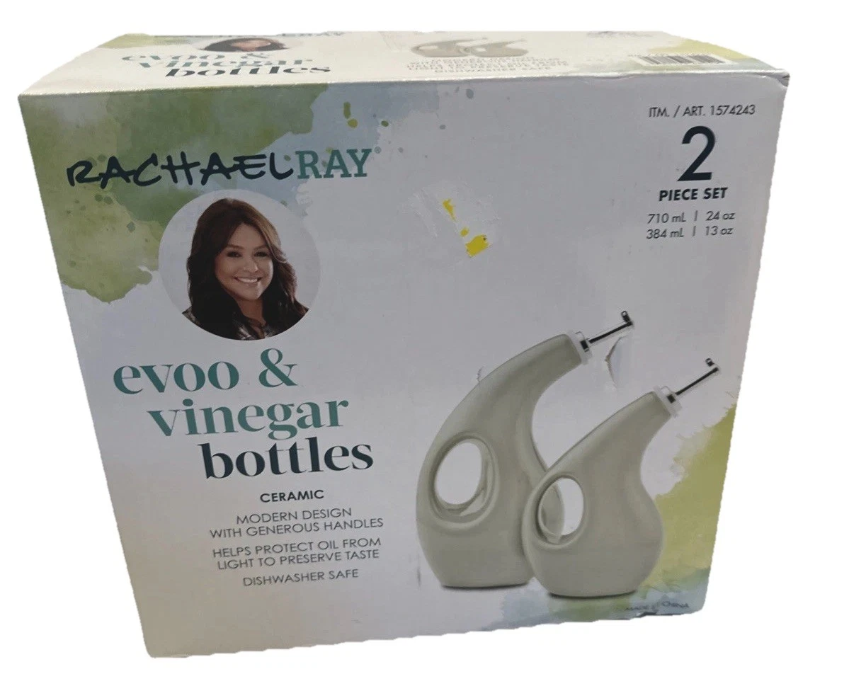 NIB Rachael Ray Ceramic EVOO Oil and Vinegar Dispensing Bottles 24 & 13 oz Gray
Opens in a new windo