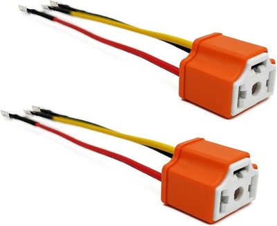 2Pcs Ceramic Headlight Connector and Relay Harness Kit, Compatib Color: Orange