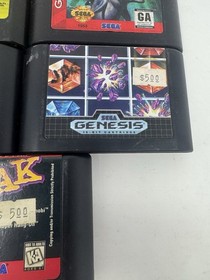 Sega Genesis Pac Man Ms Ecco 6-Pak Shaq Fu Desert Demolition Columns Tested Lot