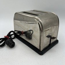 Vintage Chrome Children's Toy Toaster Black Cord 5.5" Art Deco Retro Kitchen