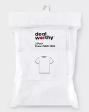New Deal Worthy Men's 3 Pack White Cotton Blend Crew Neck T-Shirts Size XXL 