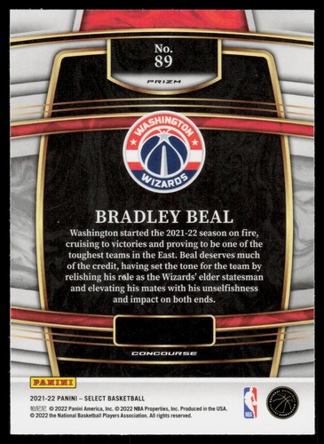 2021-22 Panini Select #89 Bradley Beal Blue Prizms - Picture 2 of 2