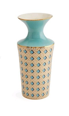 Jonathan Adler Basket Weave Cuff Vase Porcelain With 24 K Gold Accents
