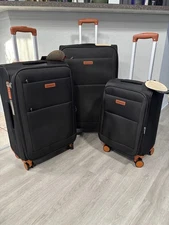 Champs Classic II Collection 3-Piece Softside Spinner Luggage Set Color: Black