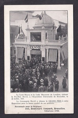 Belgien Brüssel 1910 Ausstellung BOVRIL Pavillon Werbung Werbe Postkarte