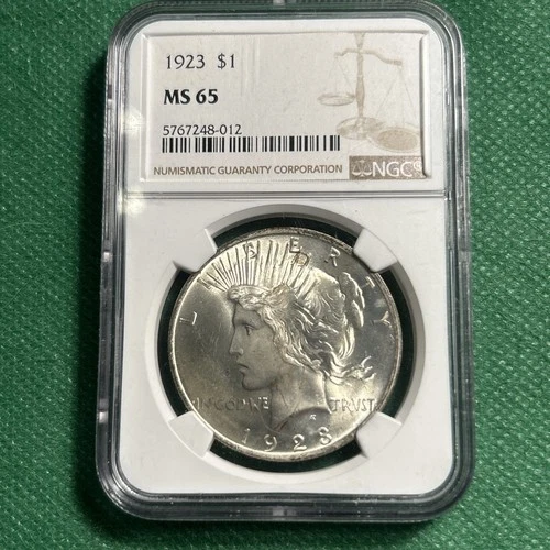 1923 Peace Dollar NGC MS65 90% Silver FREE SHIPPING