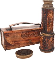 Antique Dollond London 1920 Brass Spyglass Nautical Telescope with Leather Case