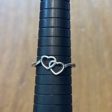 Genuine Sterling Silver Intertwined "Double Hearts" Promise Ring Size 9