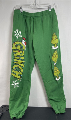 The Grinch That Stole Christmas Green Jogger Sweat Pants Adult Medium Drawstring