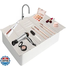 Mofason Large Bathroom Sink Makeup Mat Space Saver,Silicone Makeup Organizer 