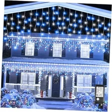 Icicle Lights for Outside, 33FT 400 LED Christmas 33FT/400 LED Blue and White