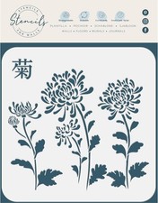 Chinese Mums Stencil, 20 x 21.5 cm (M) - Traditional Chinese Character Chrysant