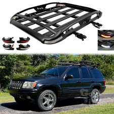 For Jeep Grand Cherokee Roof Rack Cargo Carrier Baskets Crossbars W Led Light
