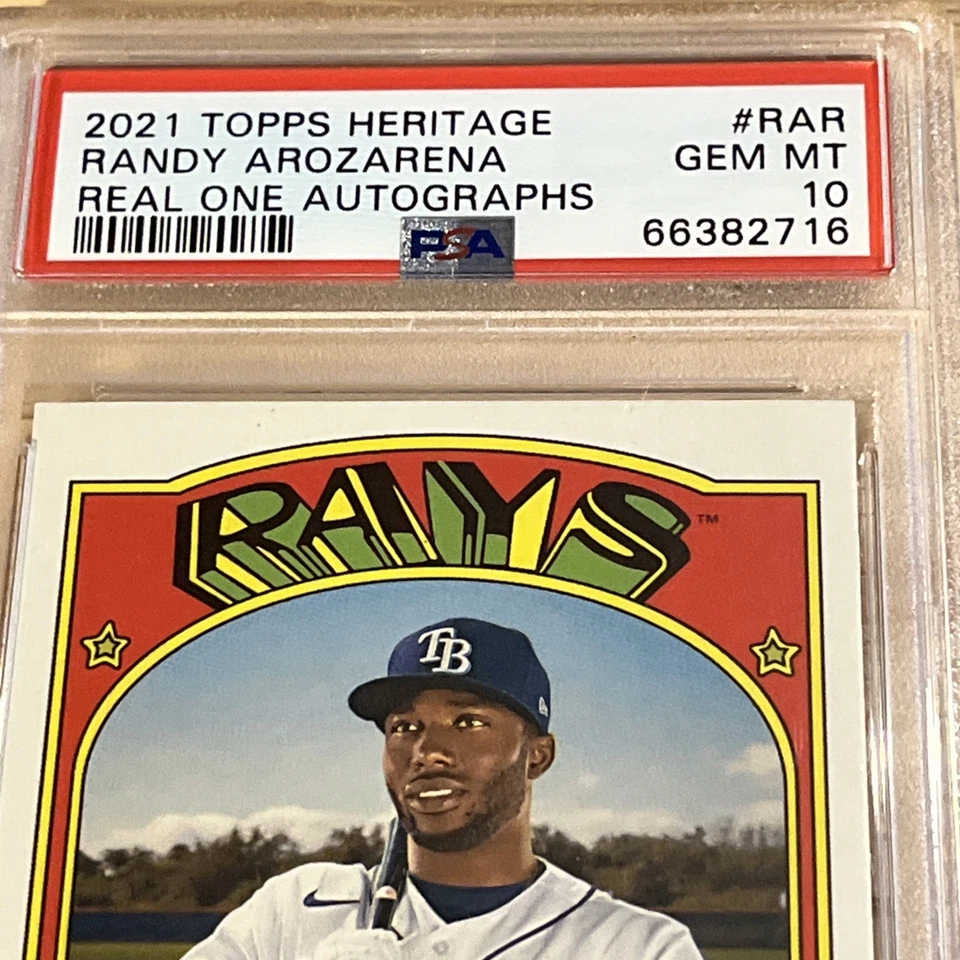2021 Topps Heritage Randy Arozarena Real One Auto #ROA-RAR PSA Authentic 10 - Image 2 of 4