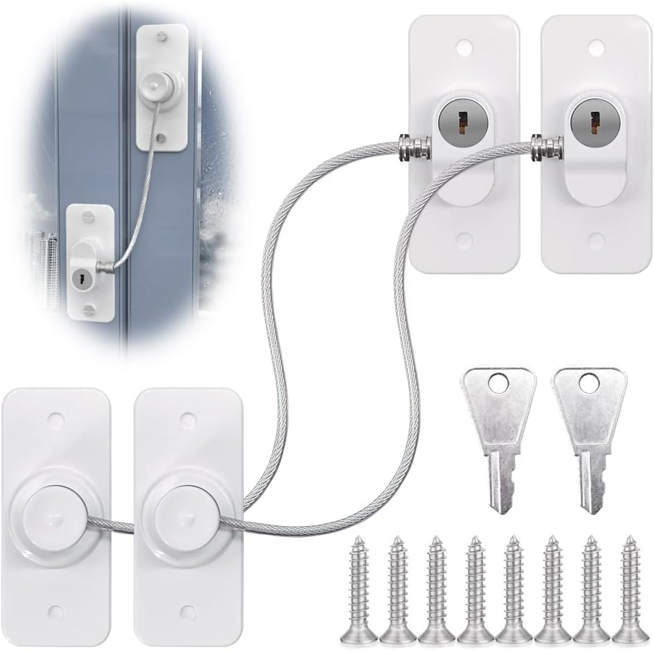 2Pcs Window Locks Set for UPVC Windows,Window Restrictor Locks for Children Secu