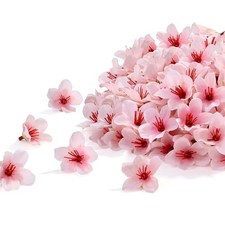100 Pcs Mini Pink Cherry Blossom Flowers Head Artificial Small Pink-cherry