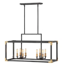Hinkley Lighting 4298 Louis 8 Light 35"W Linear Chandelier - Satin Black /