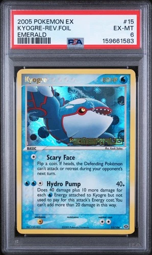 2005 POKEMON EX EMERALD #15 KYOGRE-REVERSE FOIL PSA 6