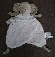 Saro Elephant White, Grey, Orange Snap Lovey Security Blanket Pacifier Holder