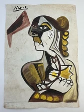 Pablo Picasso COA Art Painting Original Drawing Vintage Paper Signed
