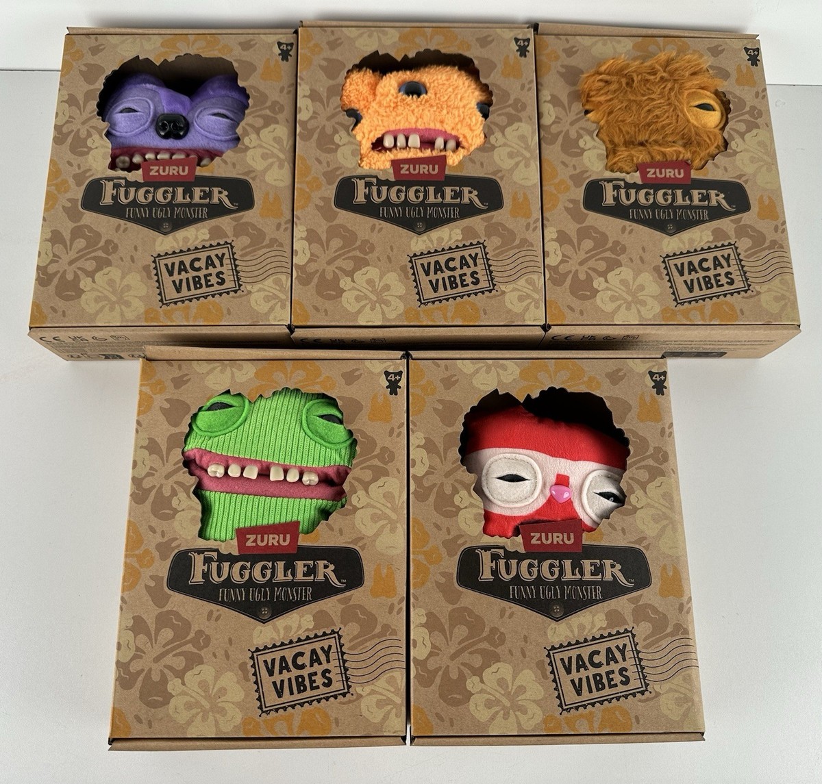 Set of 5 ZURU Fuggler Funny Ugly Monster Plush Toys VACAY