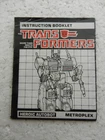 Metroplex Instruction Manual Booklet 1985 Hasbro G1 Transformers