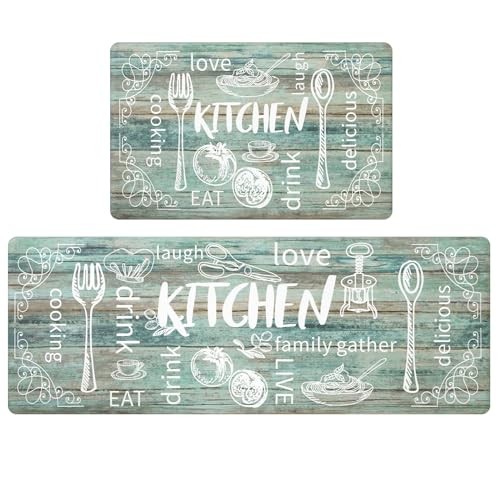 Anti Fatigue Non Slip Cushioned Kitchen Rug Set of 2 Floor Mats