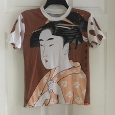 Vintage Short Sleeve T-shirt with Japanese Ukiyo-e Print Geisha