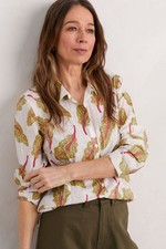 Seasalt Women's Regular Larissa Shirt in Crinkled Organic Cotton Chard Leaves Ch