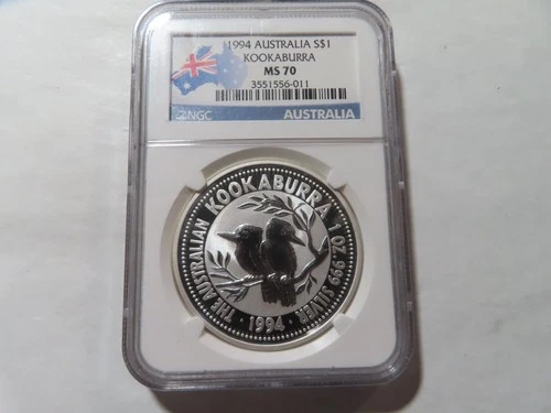 Q73 Australia 1994 SILVER 1oz Dollar "Kookaburra" NGC MS-70