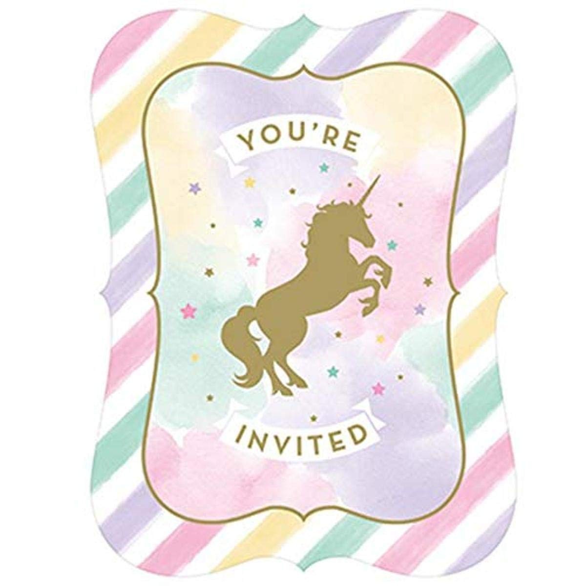 Creative Converting Sparkle Einhorn-Einladungen, 8 Karat, mehrfarbig, 15,2 x 10
