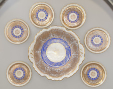 Oscar Schlegelmilch Porzellan Set 7tlg Kobaltblau Gold Anbietschale 6 Tellerchen