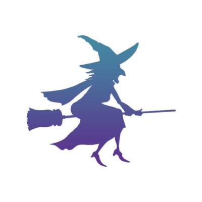 Broomstick Witch Flying - Decal Sticker - Multiple Patterns & Sizes - ebn1111