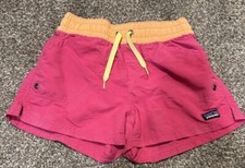 Patagonia Costa Rica Baggies Girls Shorts L 12 Pink Pockets Drawstring Logo