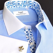 Light Blue Oxford Formal Business With Romantic Inner Lining Professional Dress