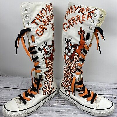 Converse All Star Knee High White Shoes 6 Custom Painted Tony Tiger  Kelloggs