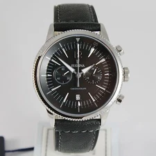 FESTINA WATCH, QUARTZ ROUND 43 MM CASE, BLACK 5 ATM, DATE, CHRONOGRAPH, CHRONO