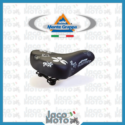 Montegrappa Sattel Sellino Happy Flowers City Bike Damen Mit Federn Schwarz