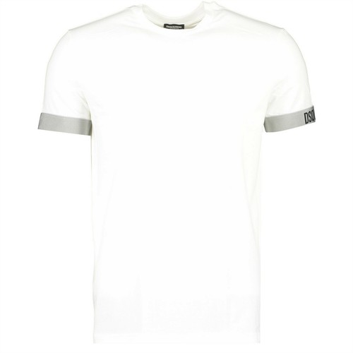 DSQUARED2 T-shirt Uomo D9M3U3620 2022 in Cotone Elastico Fascia Logata 100  BIANC | eBay
