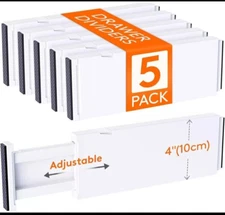 Lifewit 5 Pack Drawer Dividers Plastic 4" High, 11-17" Adjustable Drawer Organiz