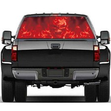 Car Decal Flood Flame Rear Window Flaming Skull Cool Vinyl Sticker Waterproof