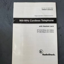 Radio Shack 900MHz Cordless Phone w/headset Jack ET-918 ET-920 Manual Book
