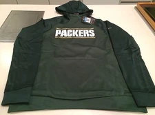 Green Bay Packers Sideline Gold Logo Pullover Performance Hoodie NFL Large 