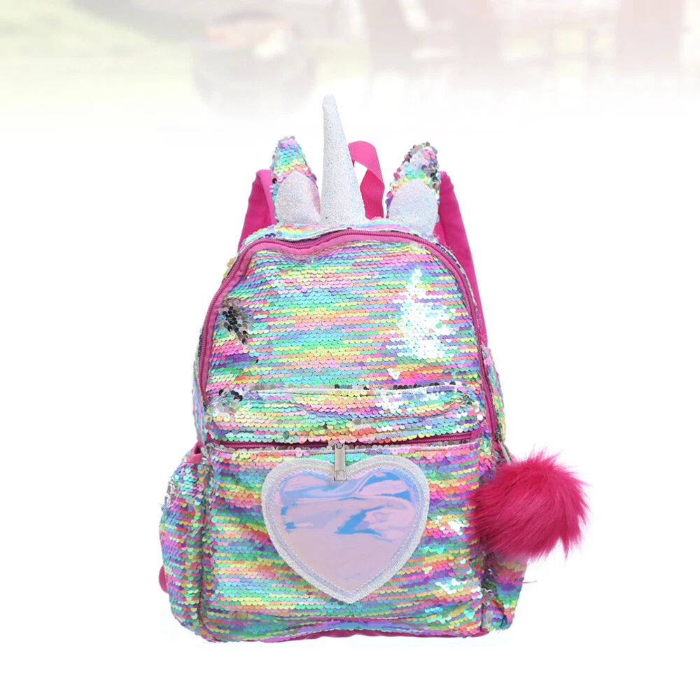 Girls flip sequin rainbow heart cheap backpack
