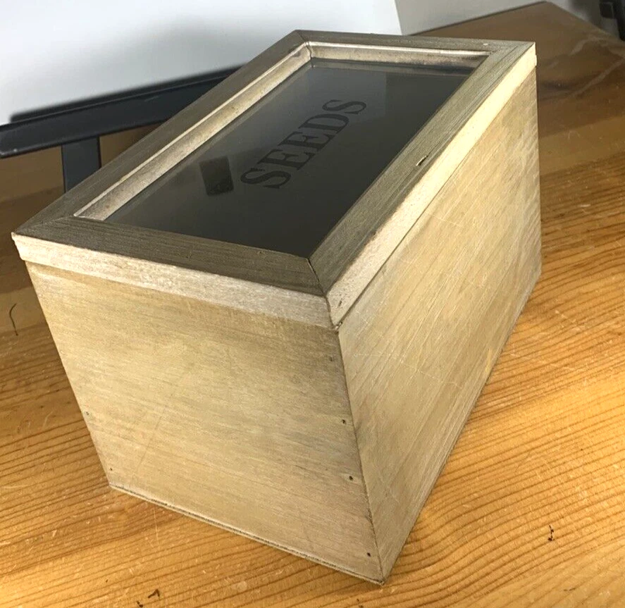Never Used Wooden Seed Storage Box Organizer - Green Thumb Christmas Gift - Image 4 of 4