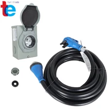 Power Inlet Box Combo Kit Twist Lock & 50A 25FT RV Extension Cord & 125/250V LED